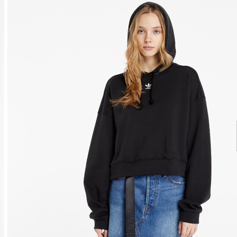 NWT Adidas Original Black Embroidery Sweatshirt Hoodie Small